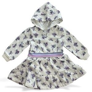 *New* Janie and Jack Floral Hooded Fleece Dress Girls Size 18-24 Months